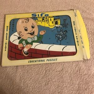 Vintage Sifo Humpty Dumpty Wood Puzzle In Package Missing 1 Piece #10M1